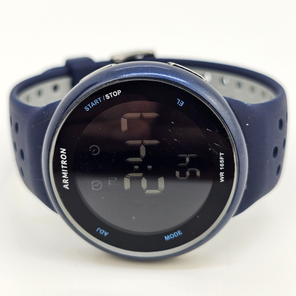 Armitron Digital Men's Watch 43MM Dark Blue Case Dark Blue Gray‎ Plastic Bands